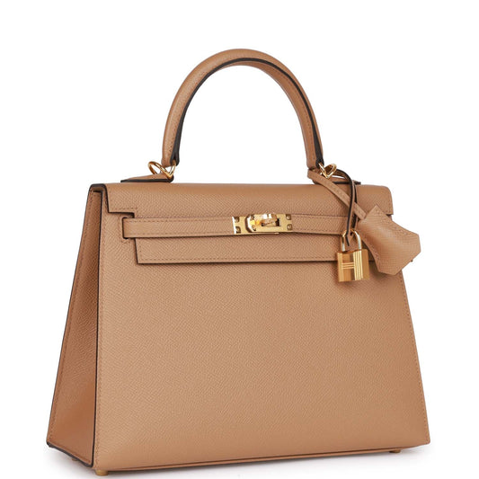 Hermes Kelly Sellier Chai Epsom Hardware Handbag Gold Travel Bag 25Cm Ghw