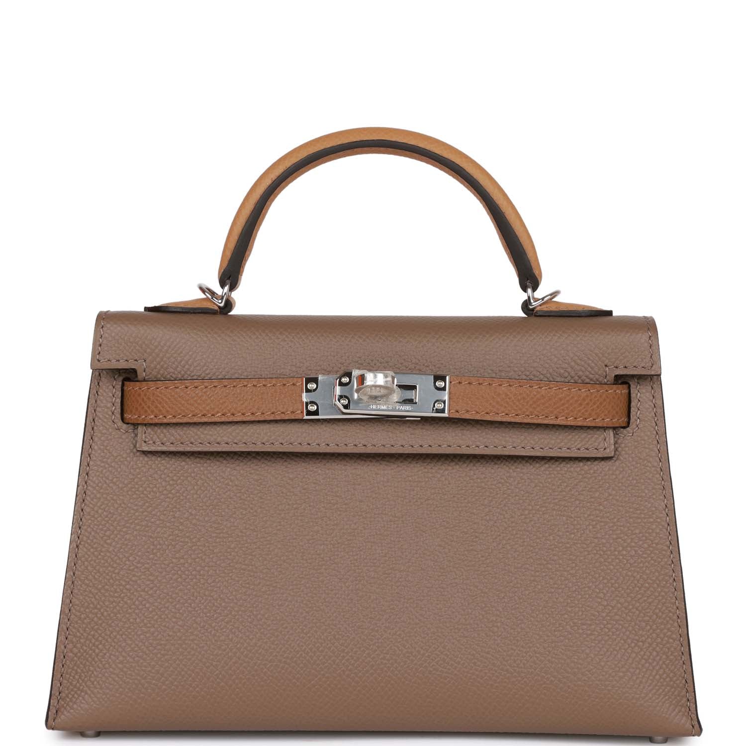 Hermes Kelly Sellier Tricolor Etoupe Alezan And Biscuit Travel Bag