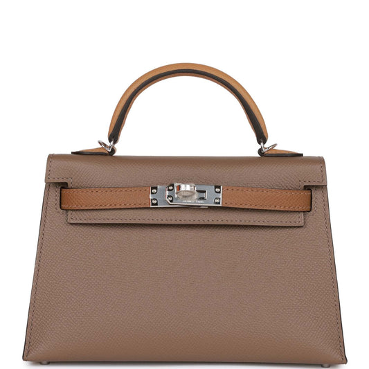 Hermes Kelly Sellier Tricolor Etoupe Alezan And Biscuit Travel Bag