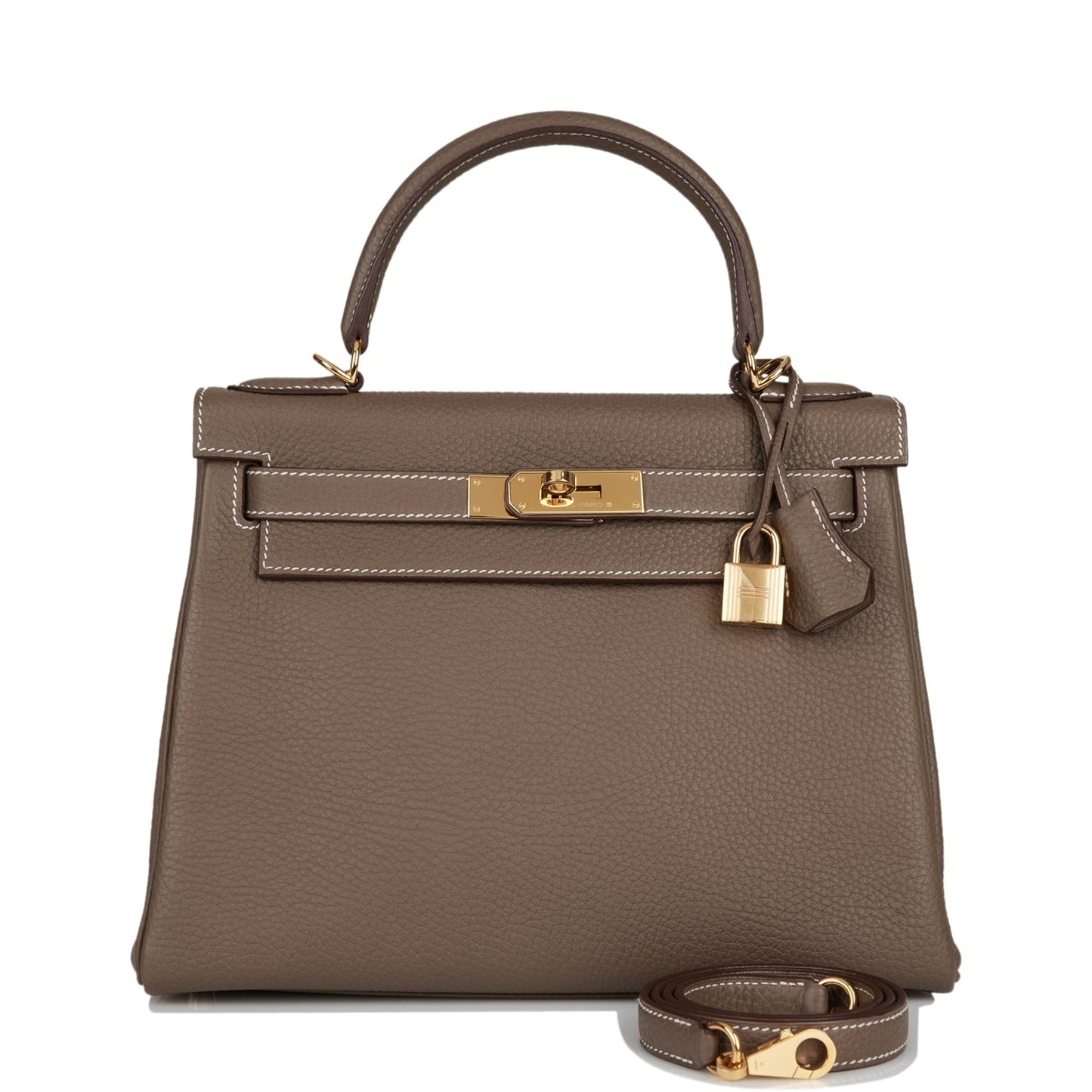 Hermes Kelly Retourne Etoupe Clemence Hardware Handbag Gold Travel Bag