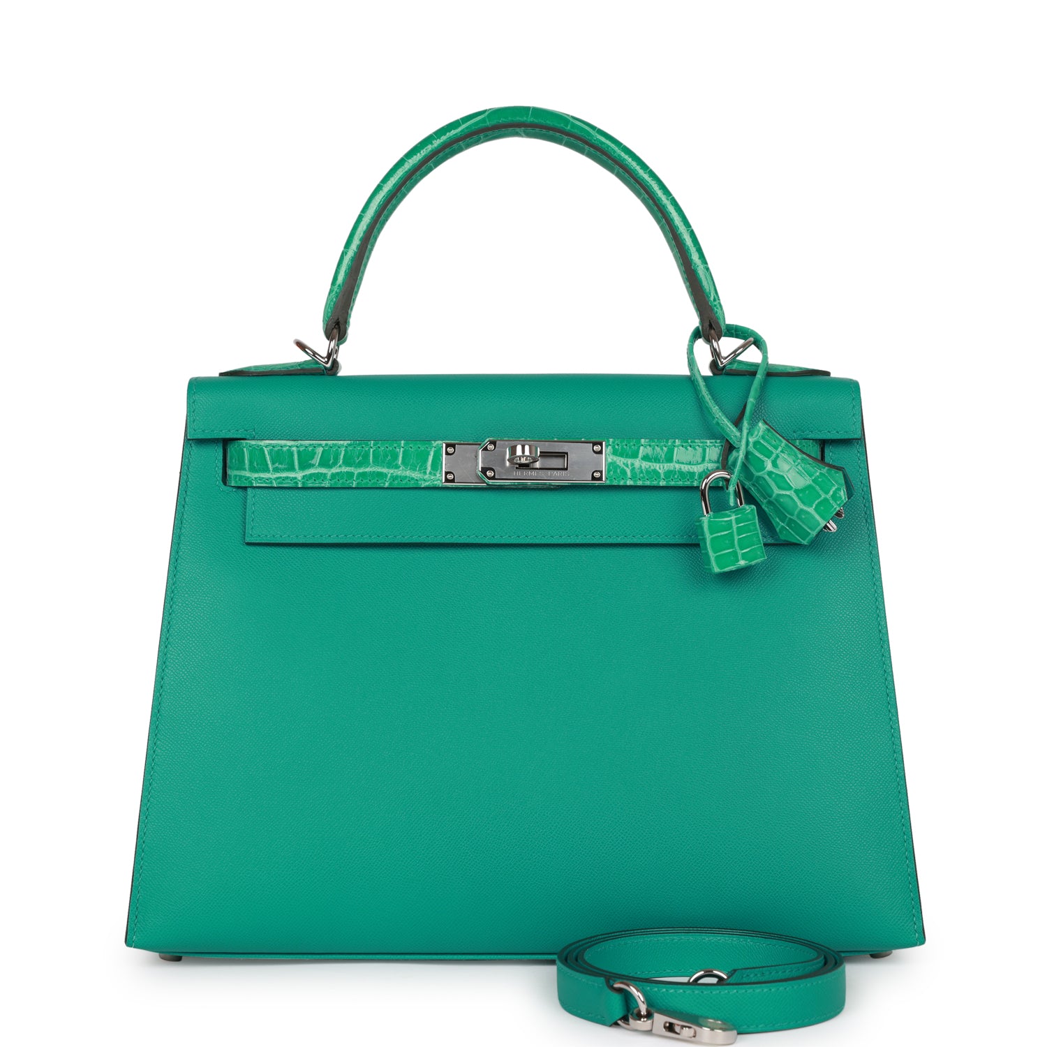 Hermes Kelly Sellier Vert Verone Madame And Shiny Niloticus Travel Bag