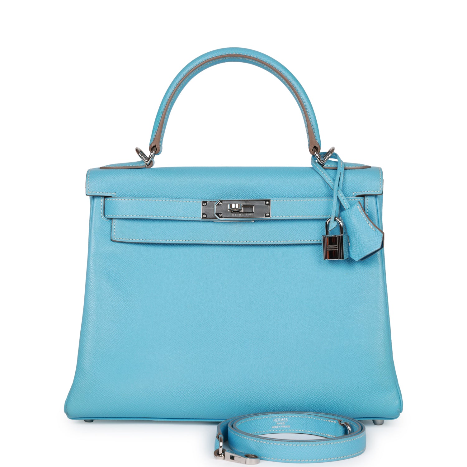 Hermes Kelly Retourne Celeste Candy Epsom Palladium Hardware Travel Bag