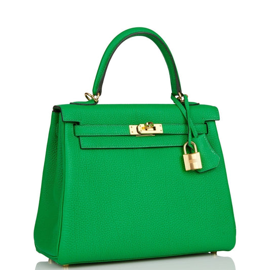Hermes Kelly Retourne Bambou Togo Hardware Handbag Gold Travel Bag