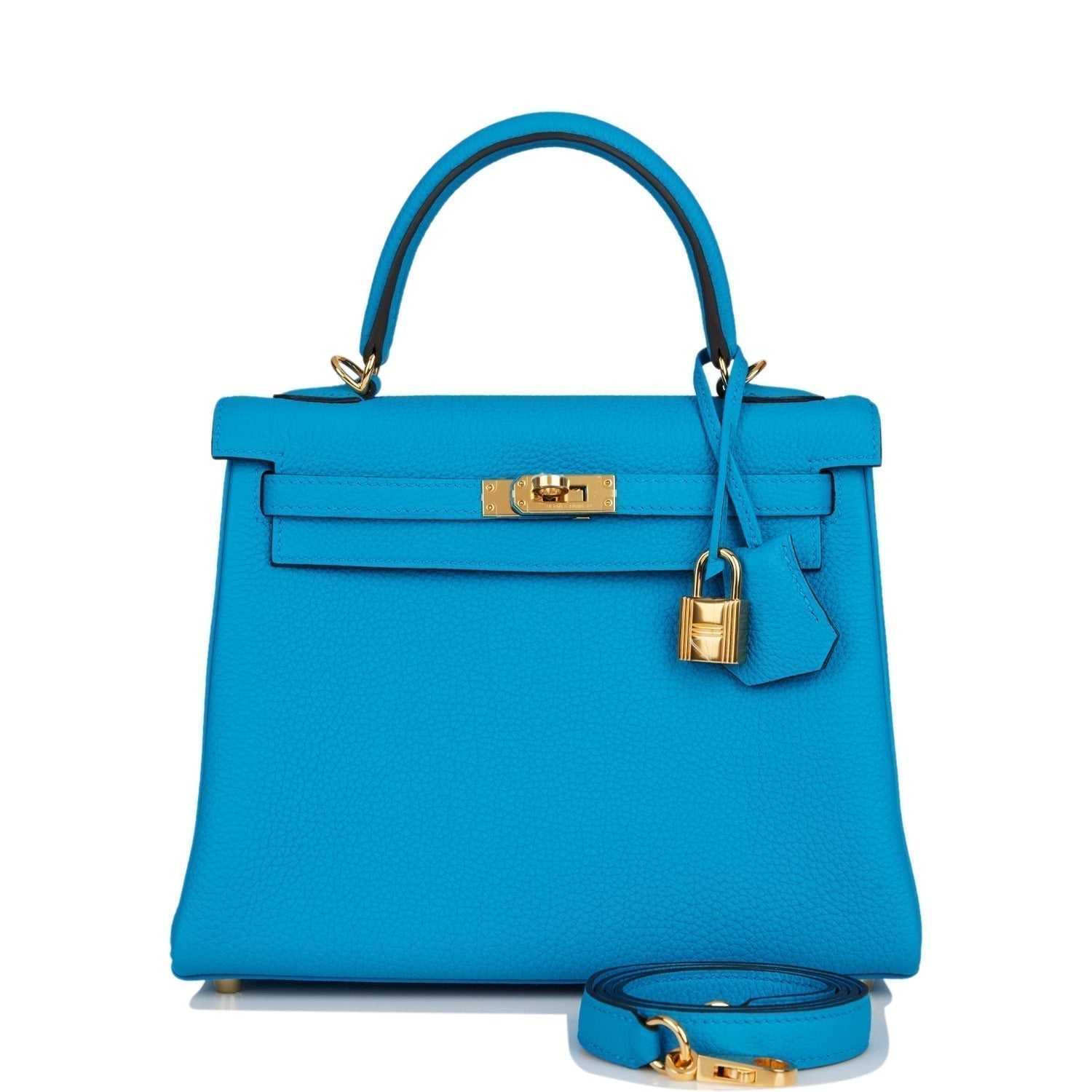 Hermes Kelly Retourne Bleu Zanzibar Togo Hardware Handbag Gold Travel Bag
