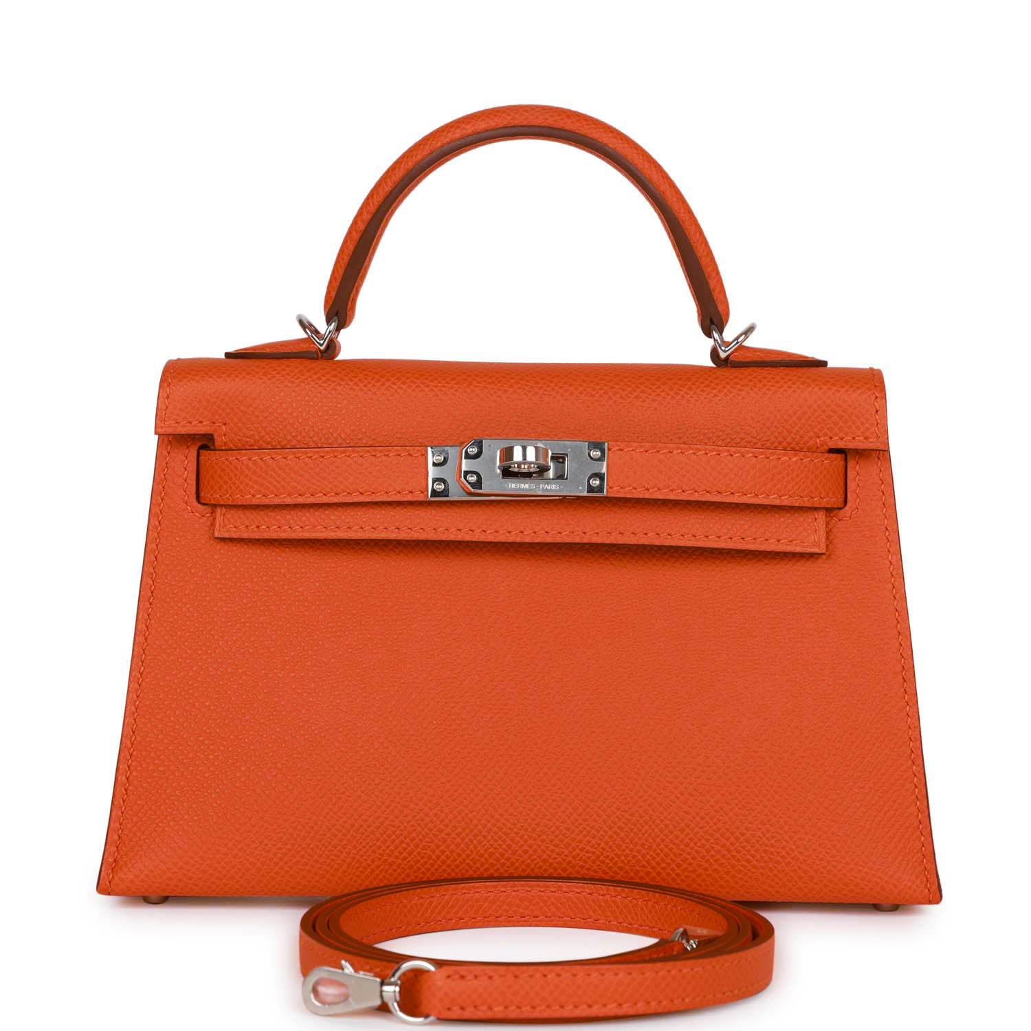 Hermes Kelly Sellier Orange Epsom Palladium Hardware Handbag Travel Bag