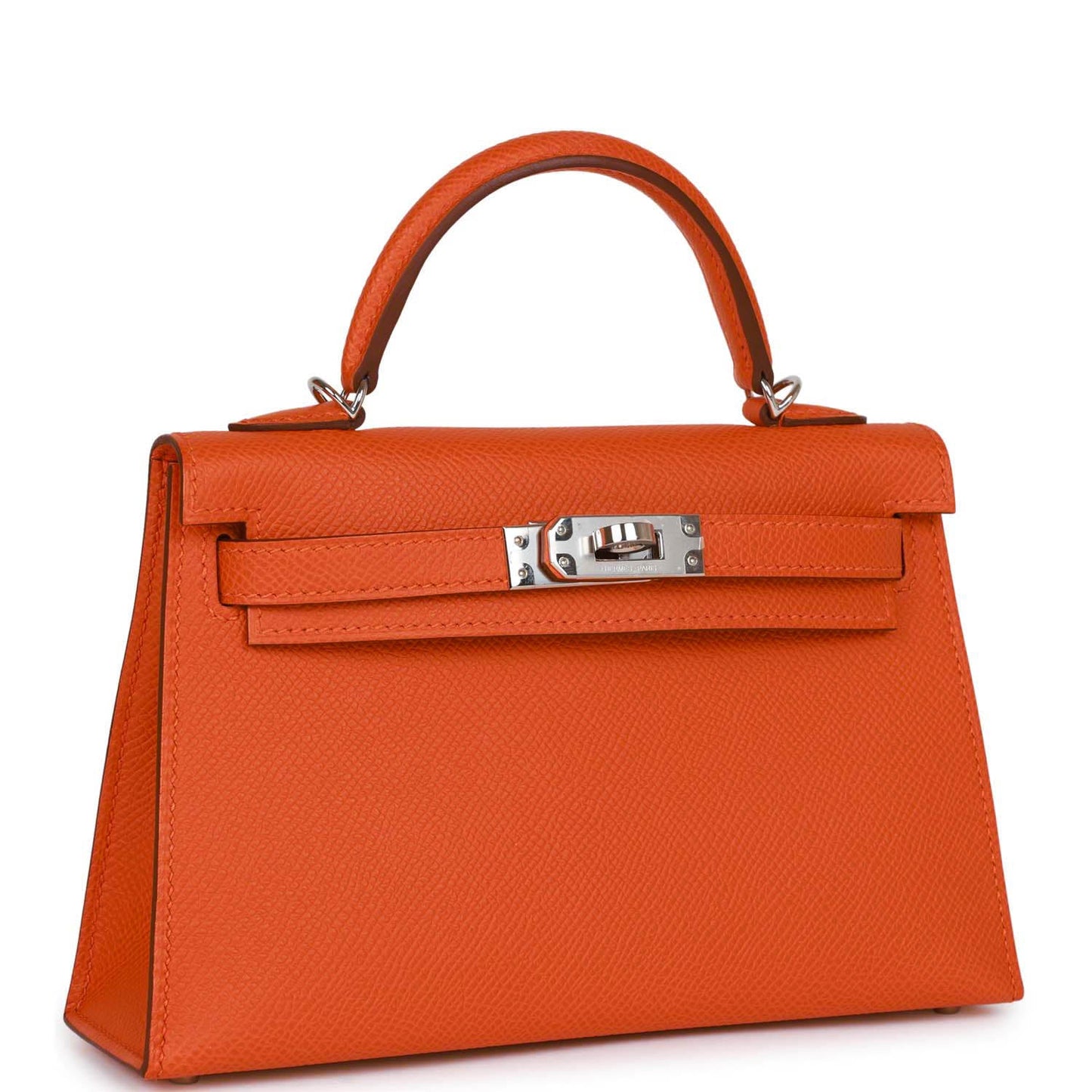 Hermes Kelly Sellier Orange Epsom Palladium Hardware Handbag Travel Bag
