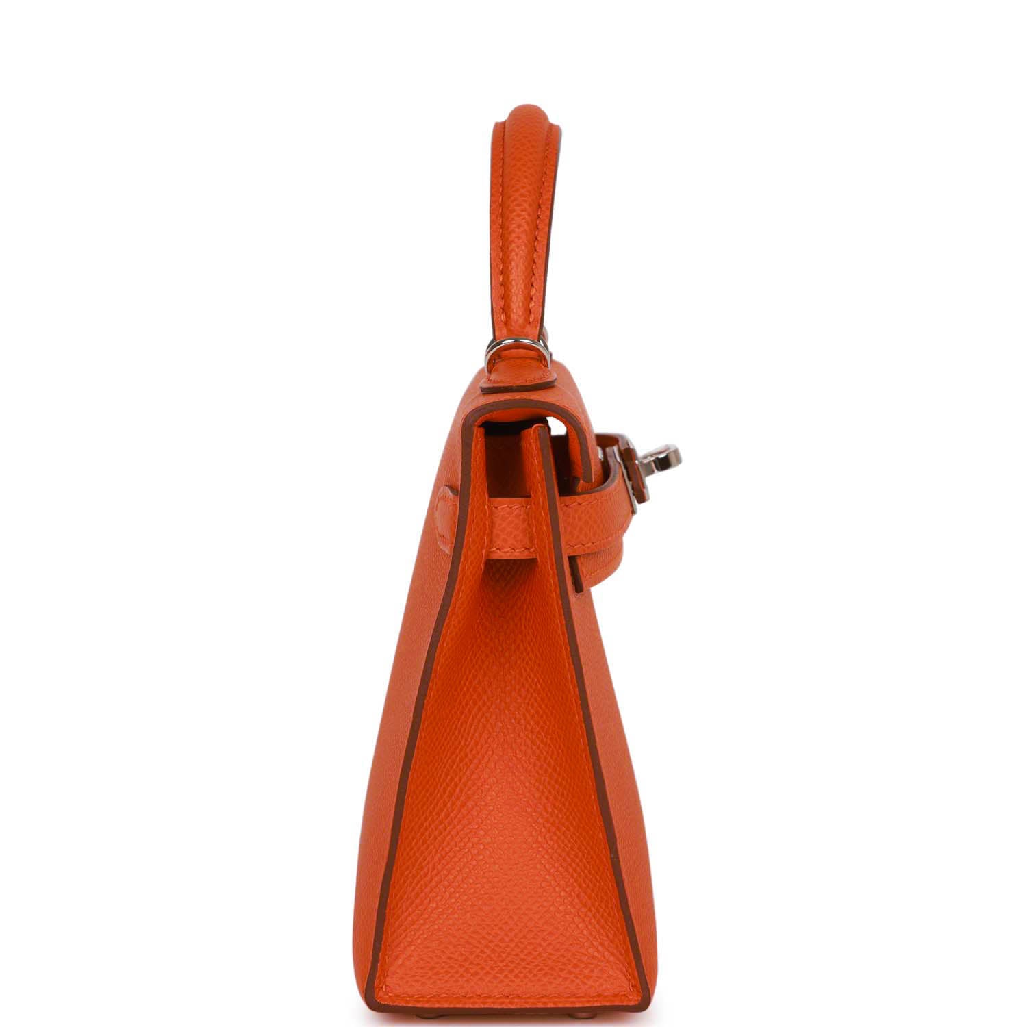 Hermes Kelly Sellier Orange Epsom Palladium Hardware Handbag Travel Bag