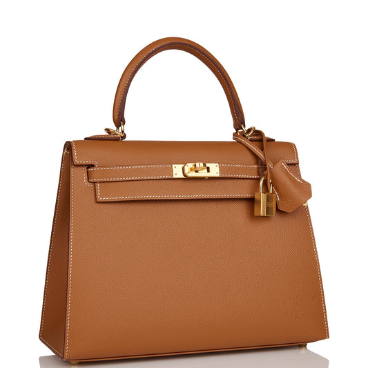 Hermes Kelly Sellier Epsom Hardware Handbag Gold Travel Bag 13