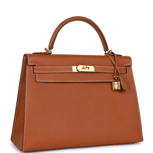 Hermes Kelly Sellier Epsom Hardware Handbag Gold Travel Bag