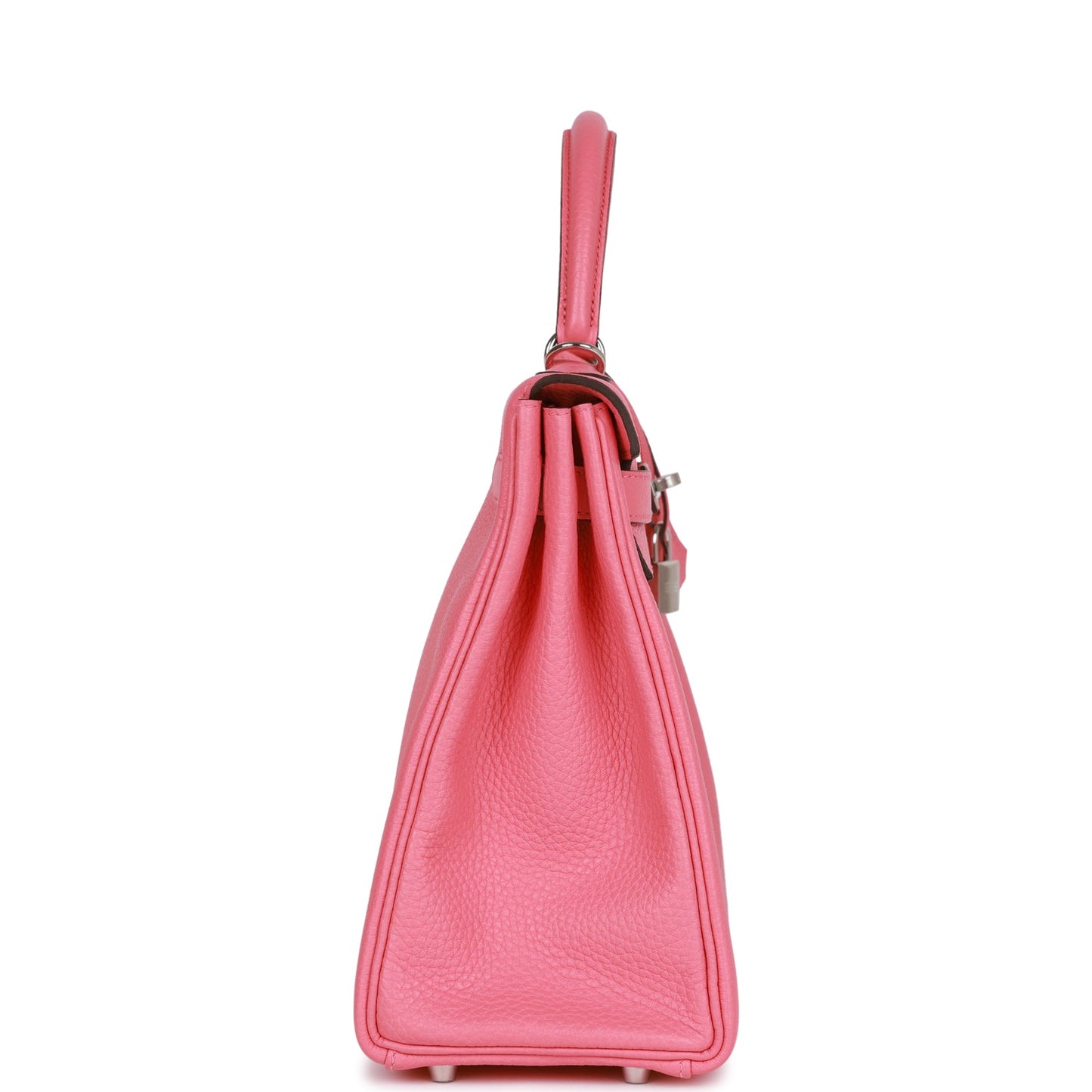 Hermes Kelly Retourne Rose Azalee Clemence Palladium Hardware Handbag Travel Bag