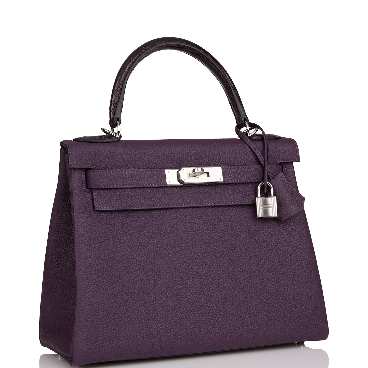 Hermes Kelly Retourne Raisin Togo And Prunoir Alligator Travel Bag