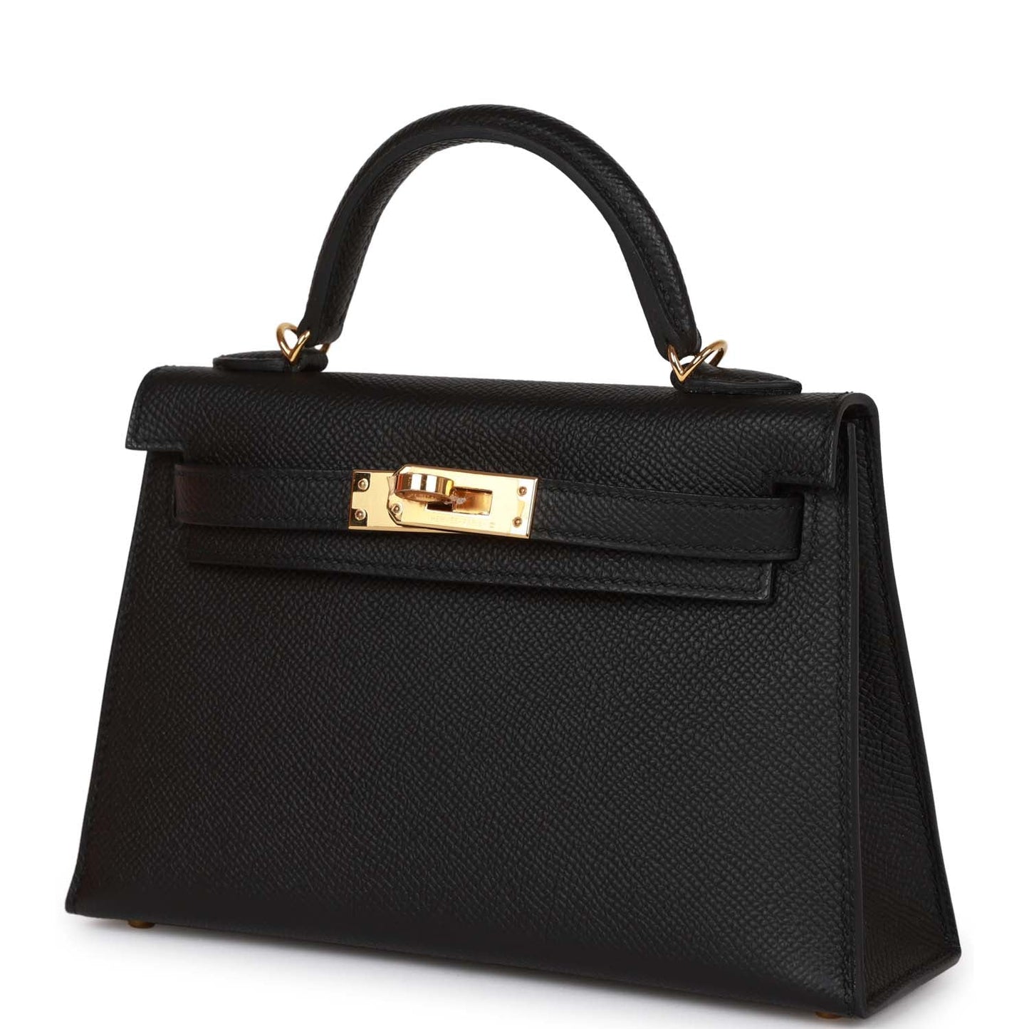 Hermes Kelly Sellier Epsom Hardware Handbag Black Gold Travel Bag 25