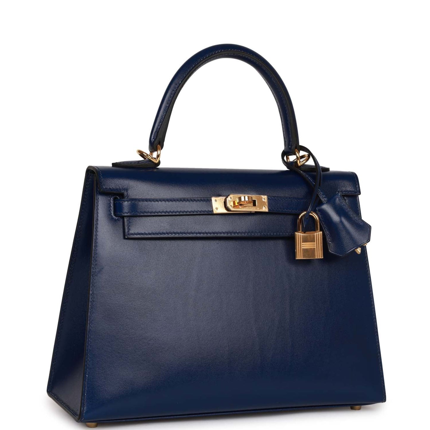 Hermes Kelly Sellier Bleu Saphir Box Hardware Handbag Gold Travel Bag