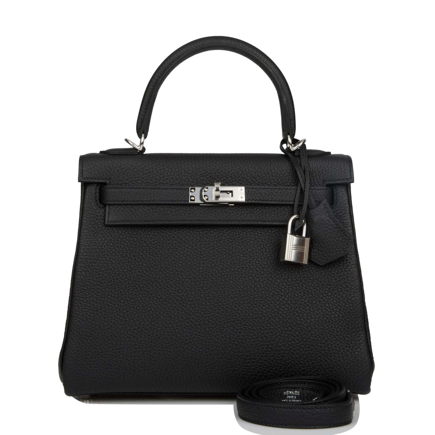 Hermes Kelly Retourne Togo Palladium Hardware Handbag Black Travel Bag Hardware 2