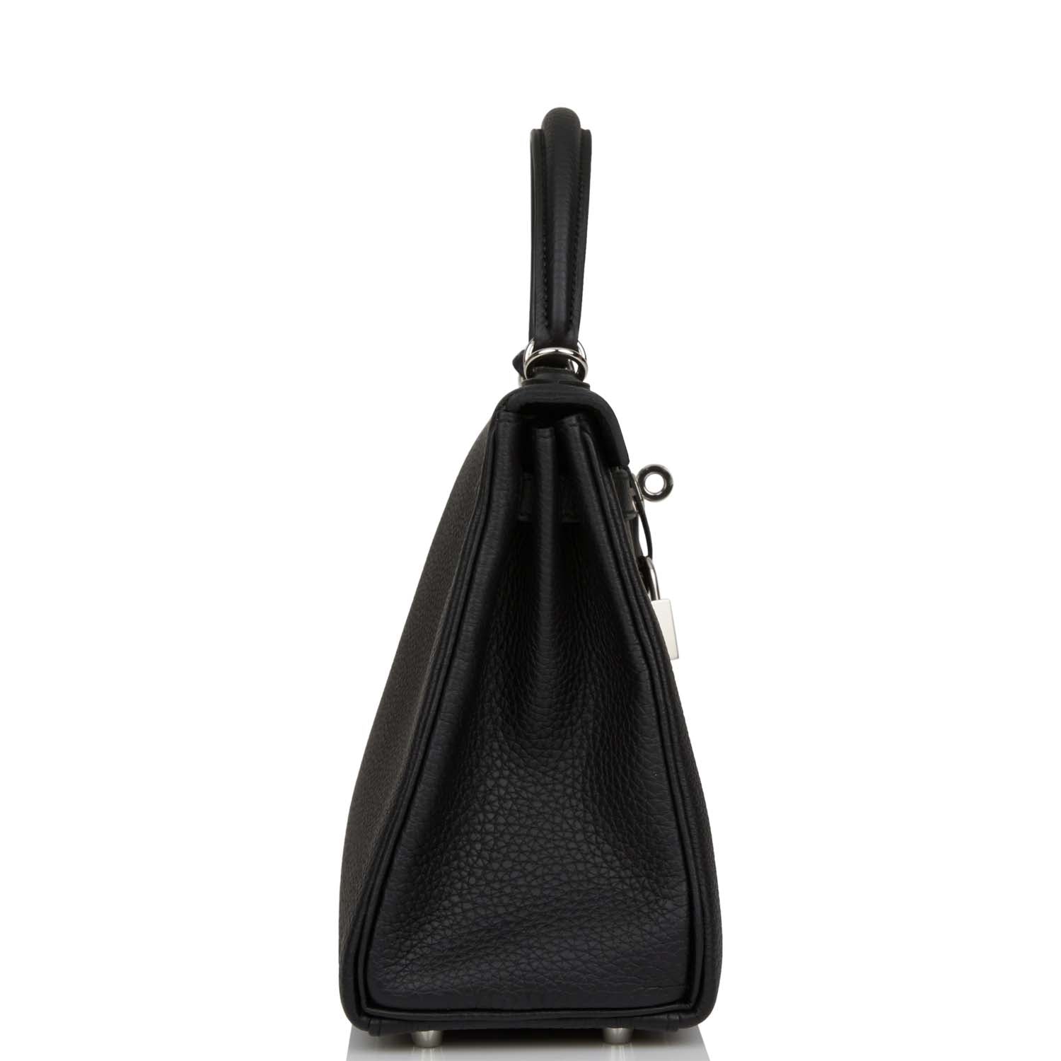 Hermes Kelly Retourne Togo Palladium Hardware Handbag Black Travel Bag Hardware 2