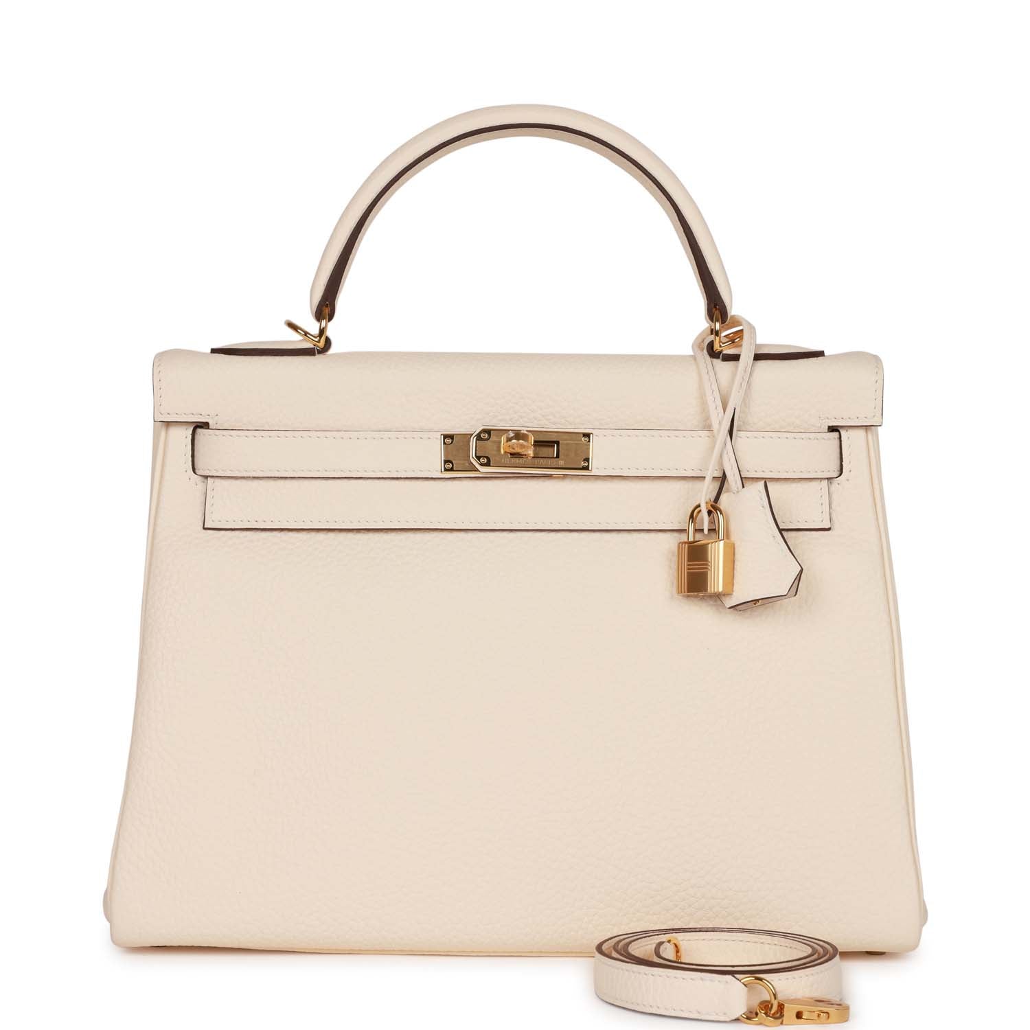 Hermes Kelly Retourne Nata Clemence Hardware Handbag Gold Travel Bag