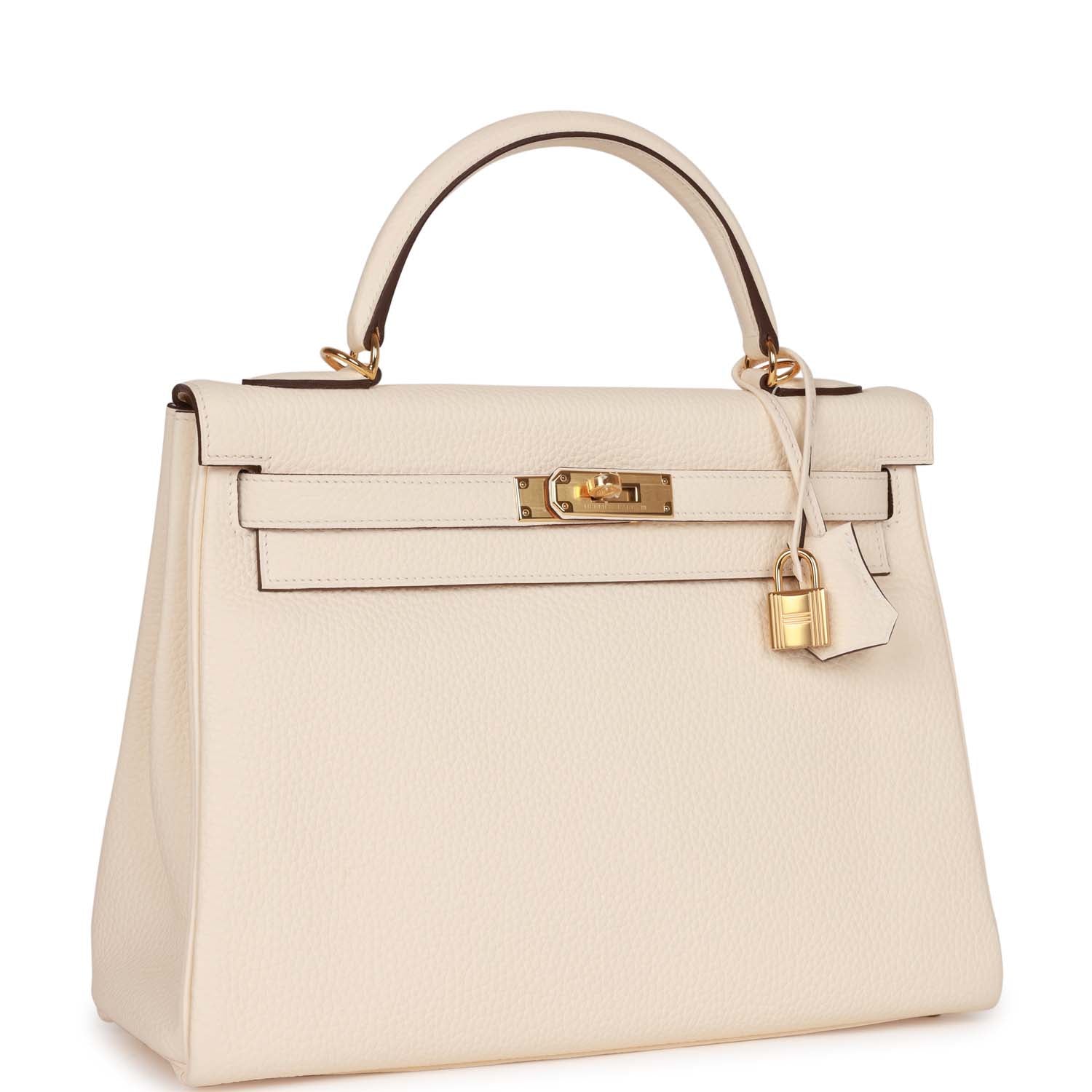 Hermes Kelly Retourne Nata Clemence Hardware Handbag Gold Travel Bag