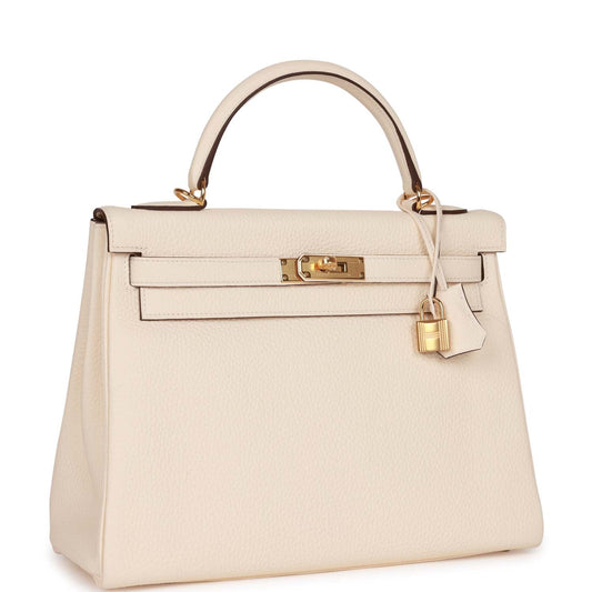 Hermes Kelly Retourne Nata Clemence Hardware Handbag Gold Travel Bag
