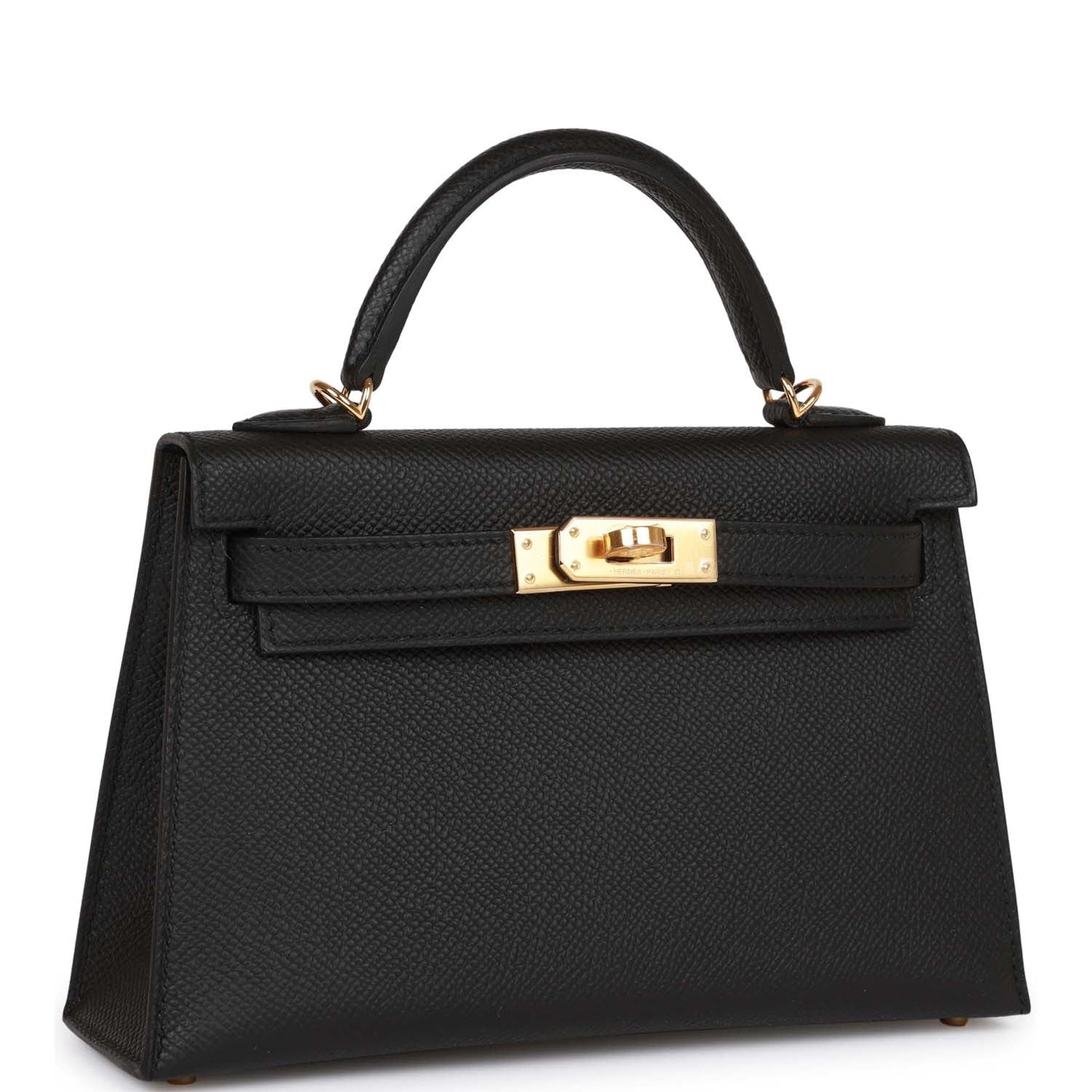 Hermes Kelly Epsom Sellier Hardware Handbag Black Gold Travel Bag
