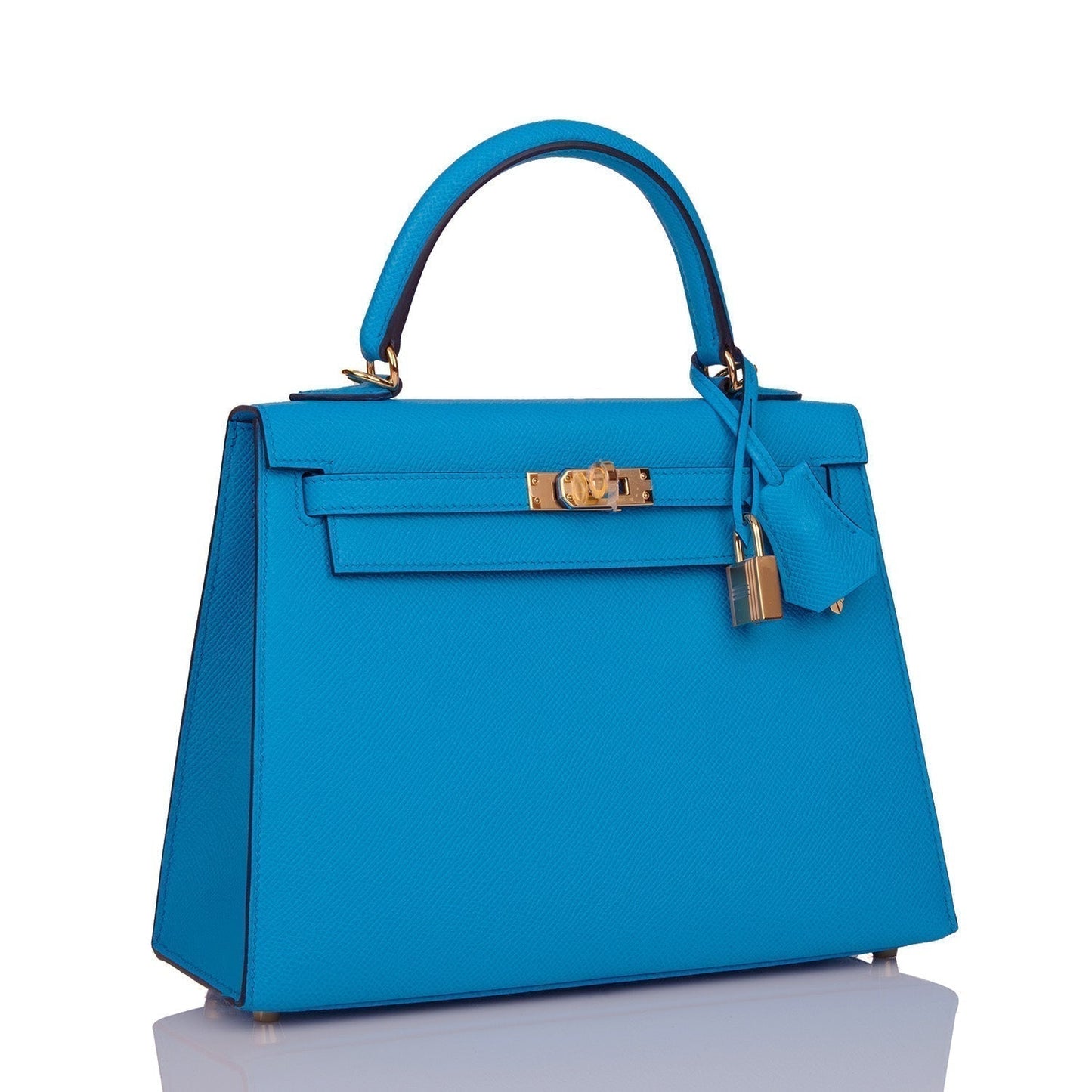Hermes Kelly Sellier Bleu Frida Epsom Hardware Handbag Gold Travel Bag Gold Hardware