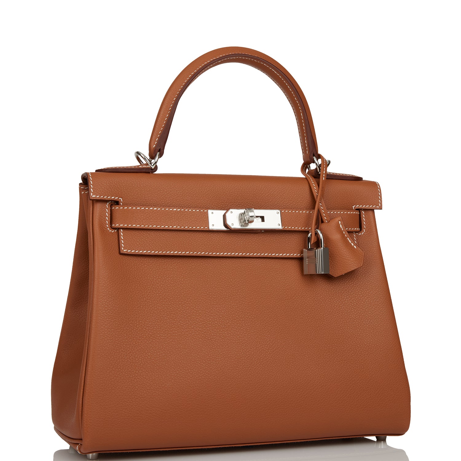 Hermes Kelly Retourne Evercolor Palladium Hardware Handbag Gold Travel Bag