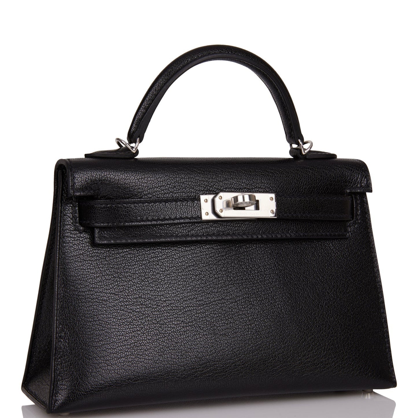 Hermes Kelly Sellier Chevre Chamkila Palladium Hardware Handbag Black Travel Bag 4