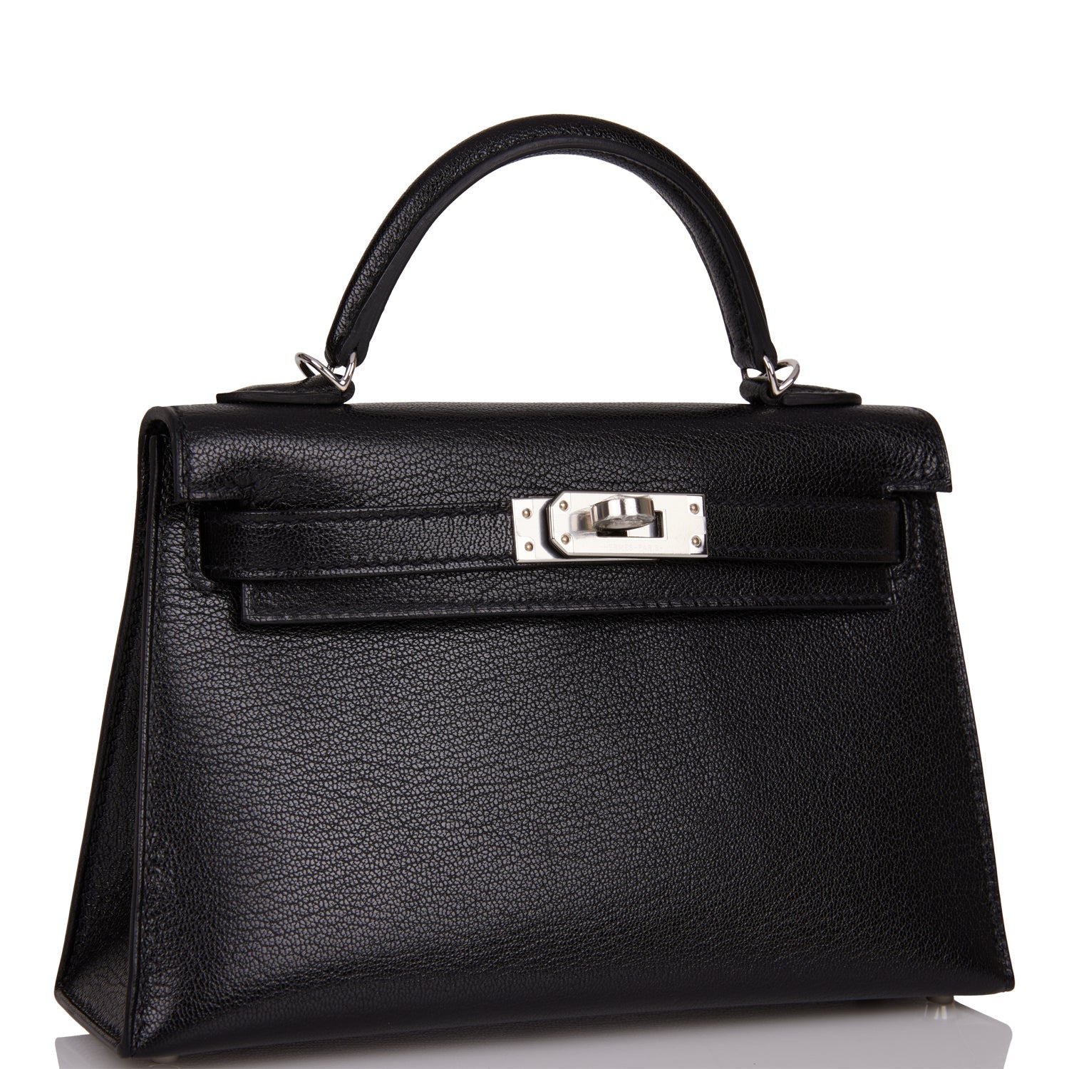 Hermes Kelly Sellier Chevre Chamkila Palladium Hardware Handbag Black Travel Bag 4