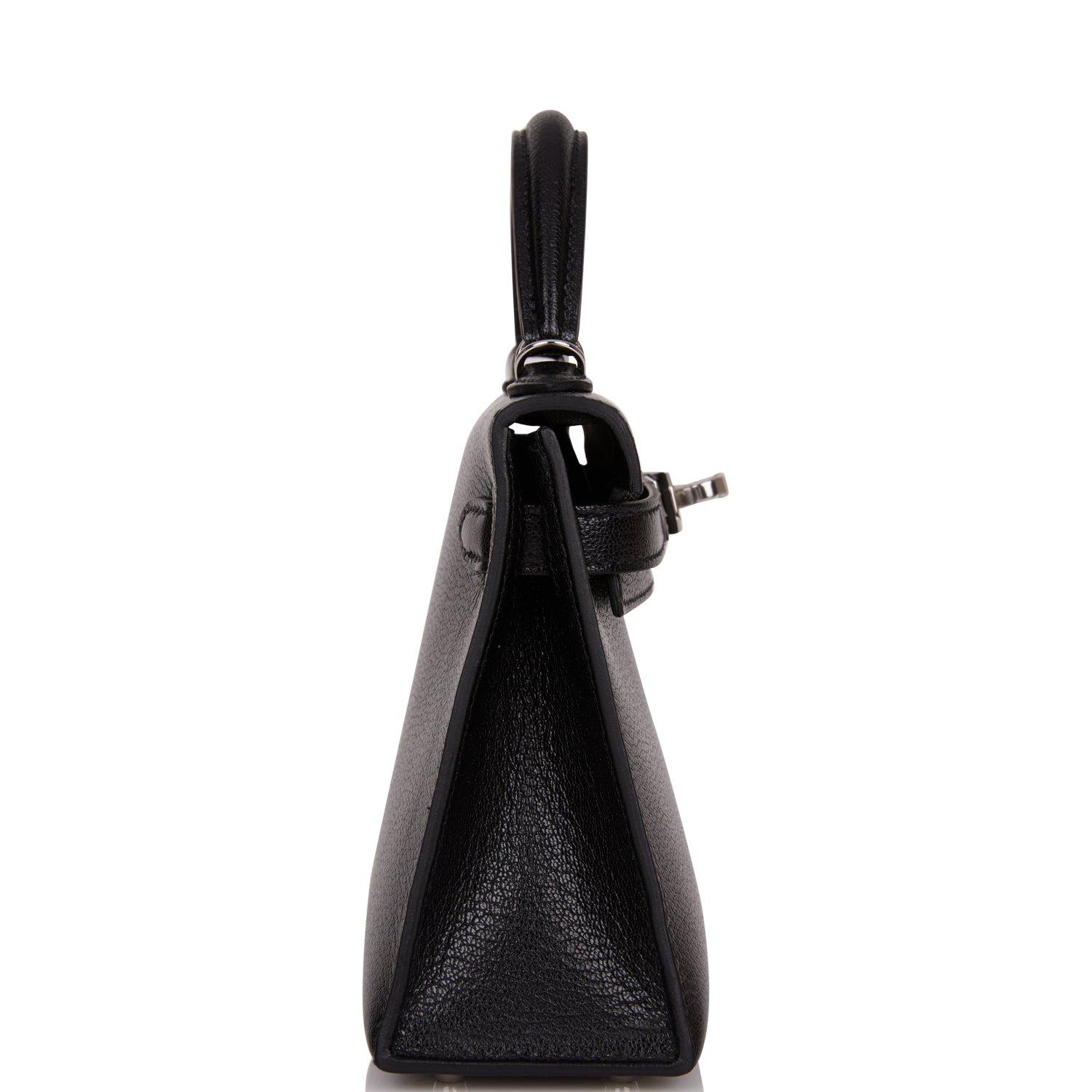 Hermes Kelly Sellier Chevre Chamkila Palladium Hardware Handbag Black Travel Bag Palladium Hardware