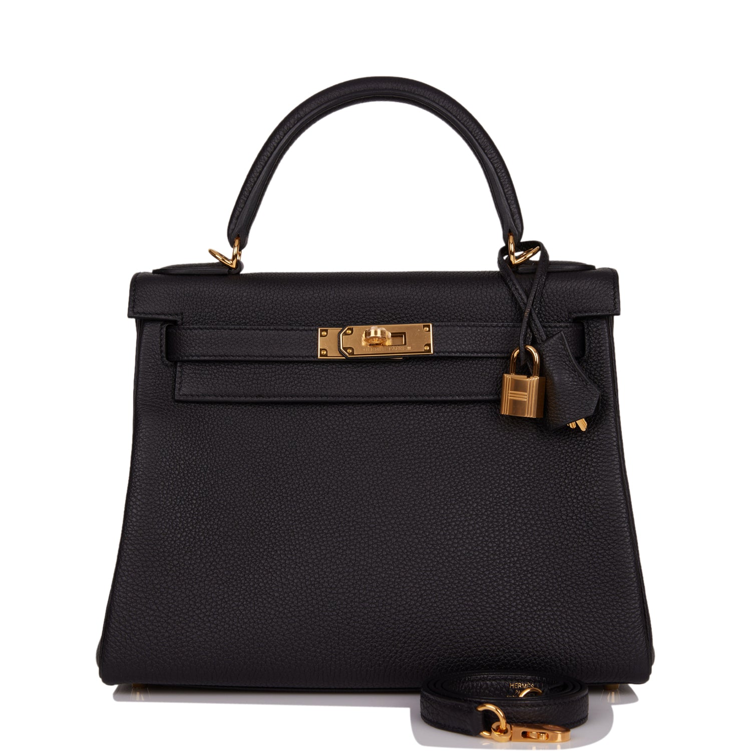 Hermes Kelly Retourne Togo Hardware Handbag Black Gold Travel Bag Hardware 2