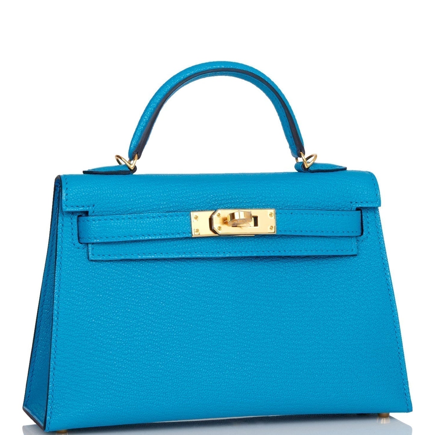 Hermes Kelly Sellier Bleu Frida Chevre Hardware Handbag Gold Travel Bag Gold Hardware