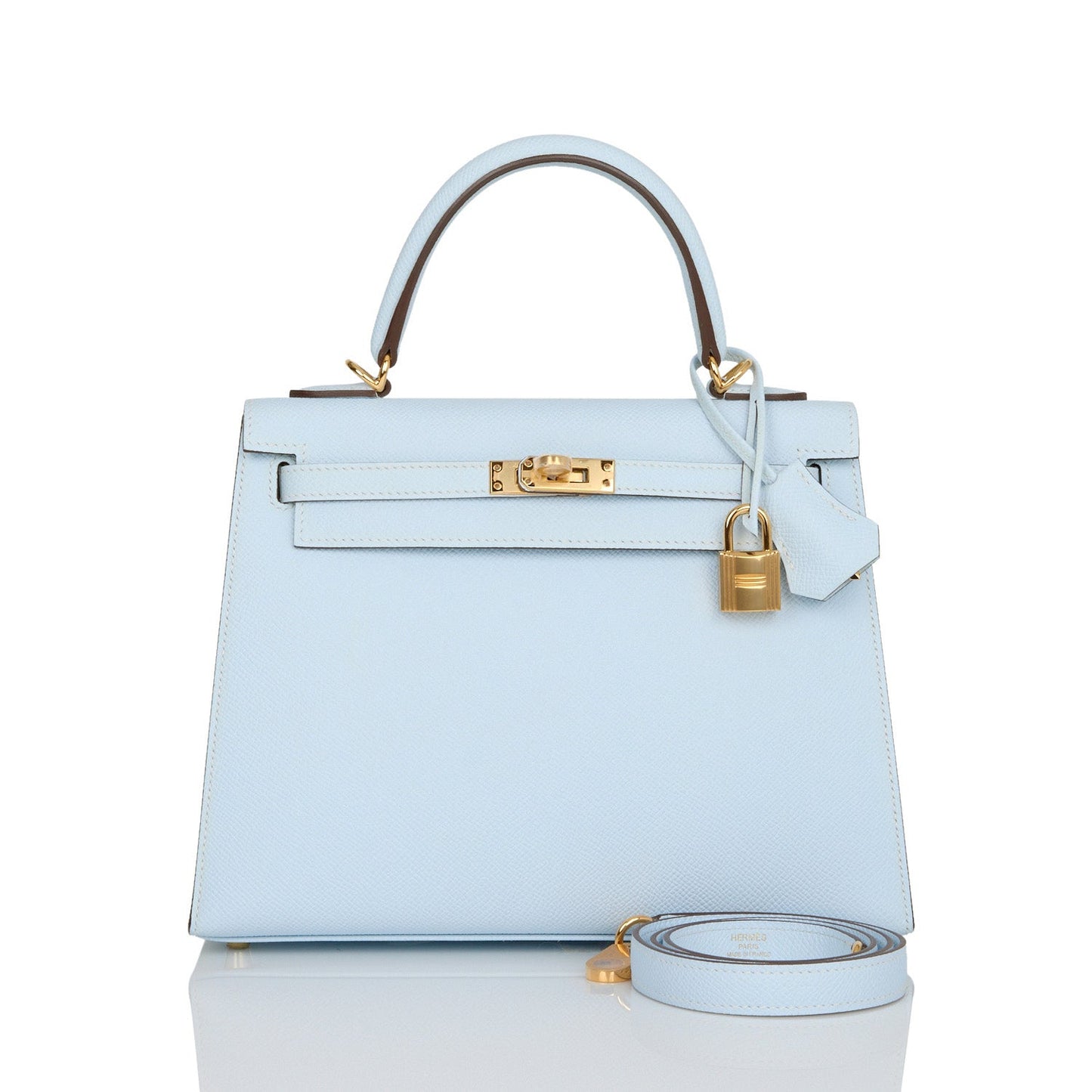 Hermes Kelly Sellier Bleu Brume Epsom Hardware Handbag Gold Travel Bag Hardware 2