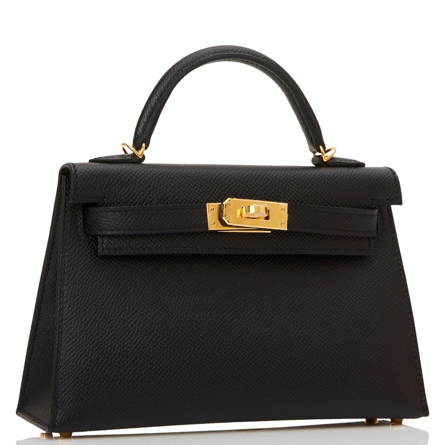 Hermes Kelly Sellier Epsom Hardware Handbag Black Gold Travel Bag 34