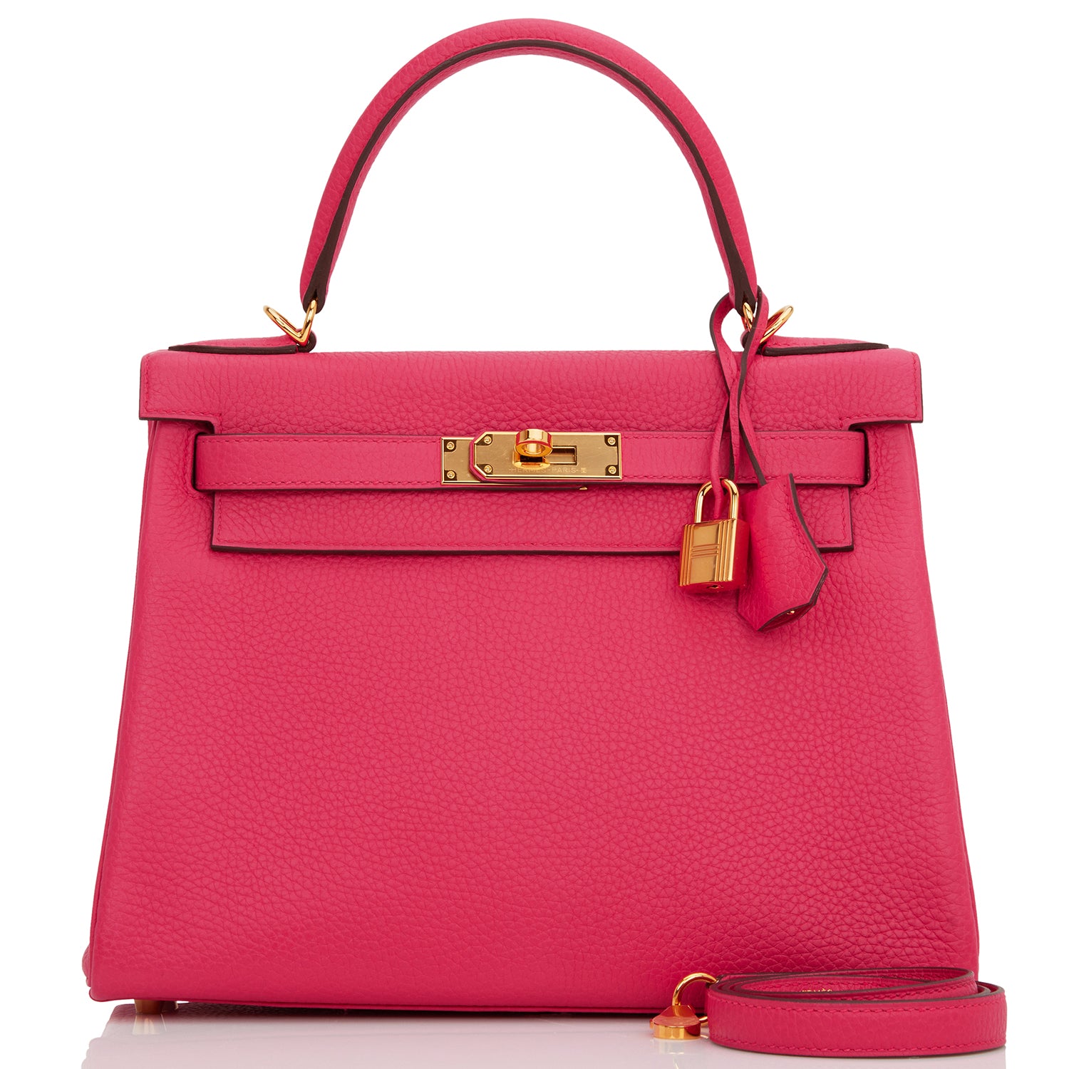 Hermes Kelly Retourne Rose Extreme Clemence Hardware Handbag Gold Travel Bag Gold Hardware