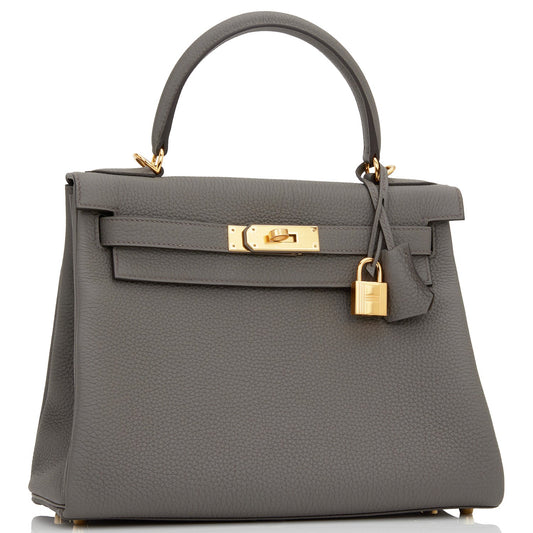 Hermes Kelly Retourne Etain Togo Hardware Handbag Gold Travel Bag