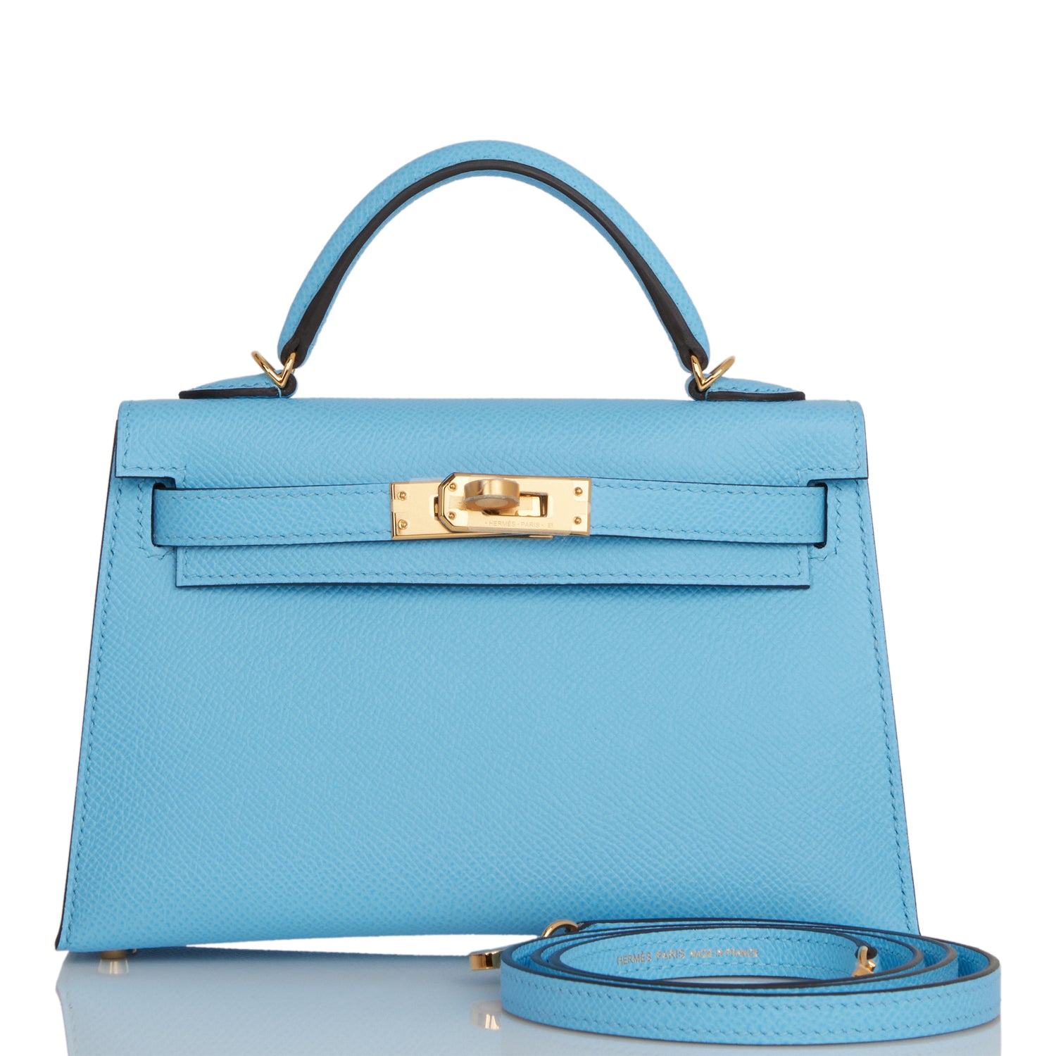 Hermes Kelly Sellier Celeste Epsom Hardware Handbag Gold Travel Bag Hardware 1