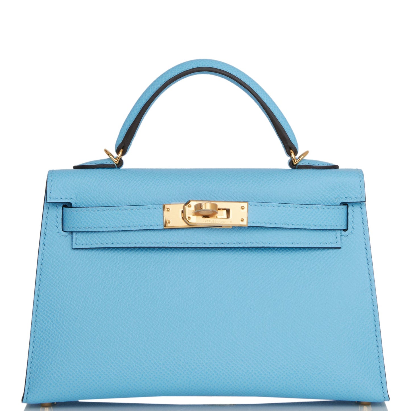 Hermes Kelly Sellier Celeste Epsom Hardware Handbag Gold Travel Bag Gold Hardware