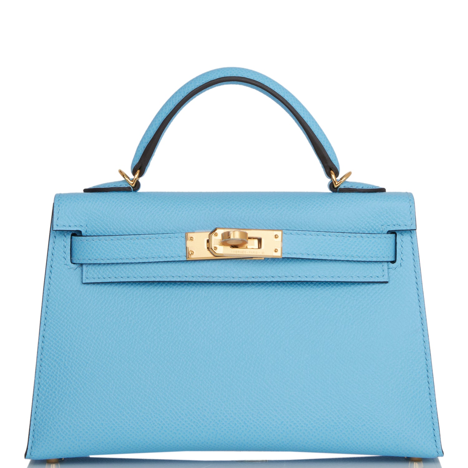 Hermes Kelly Sellier Celeste Epsom Hardware Handbag Gold Travel Bag Hardware 1