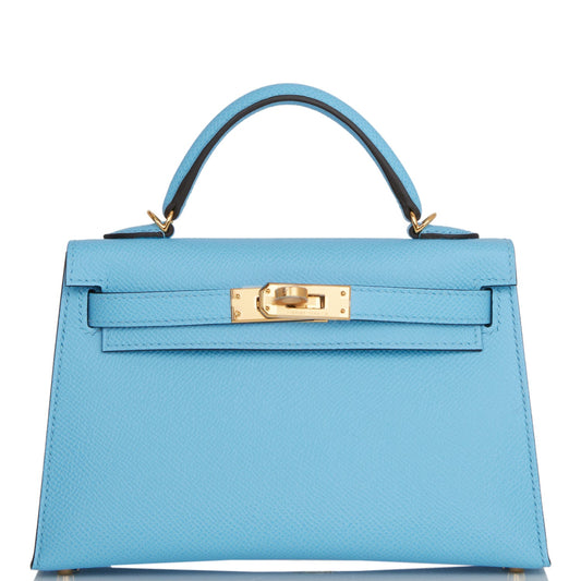 Hermes Kelly Sellier Celeste Epsom Hardware Handbag Gold Travel Bag Hardware 1
