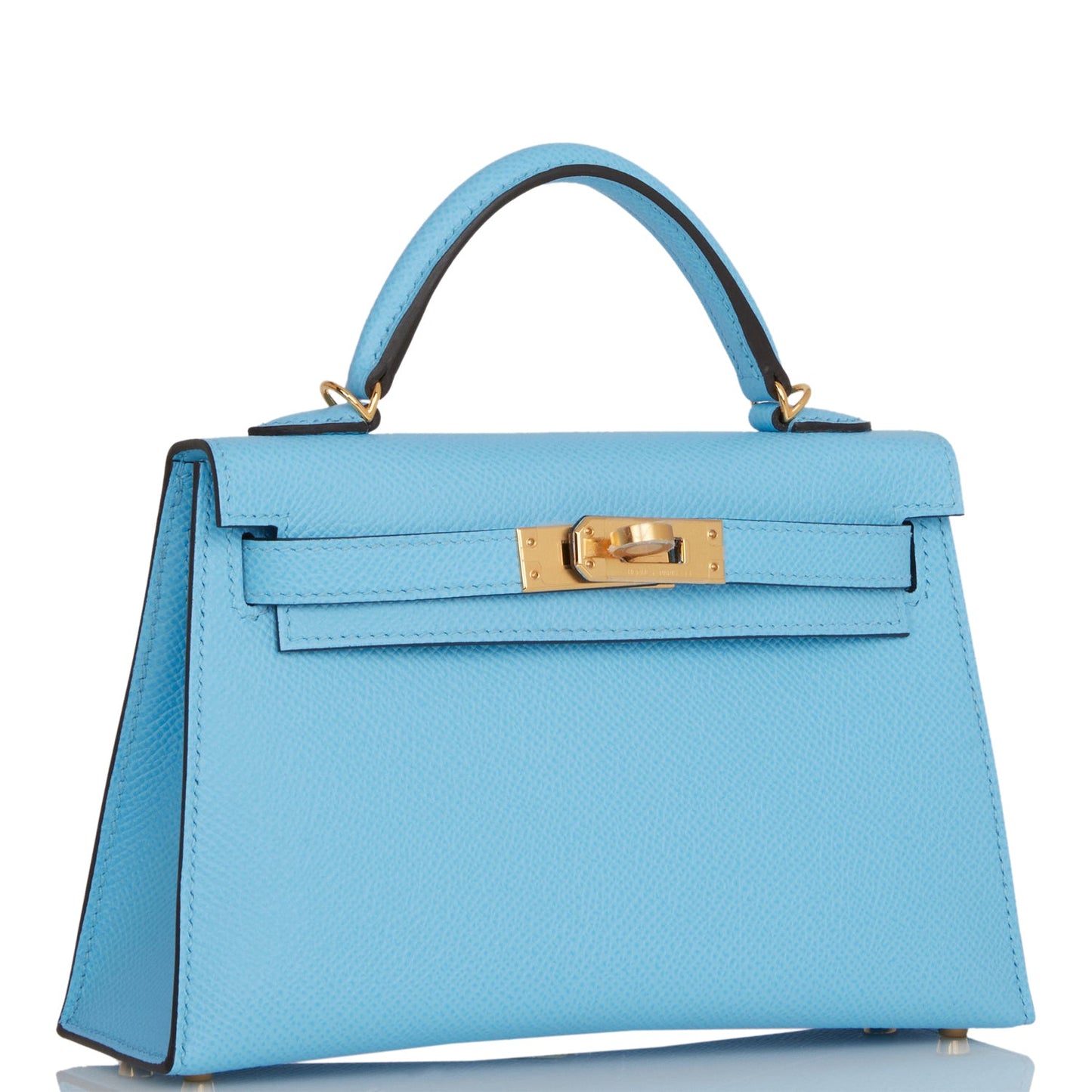 Hermes Kelly Sellier Celeste Epsom Hardware Handbag Gold Travel Bag Gold Hardware