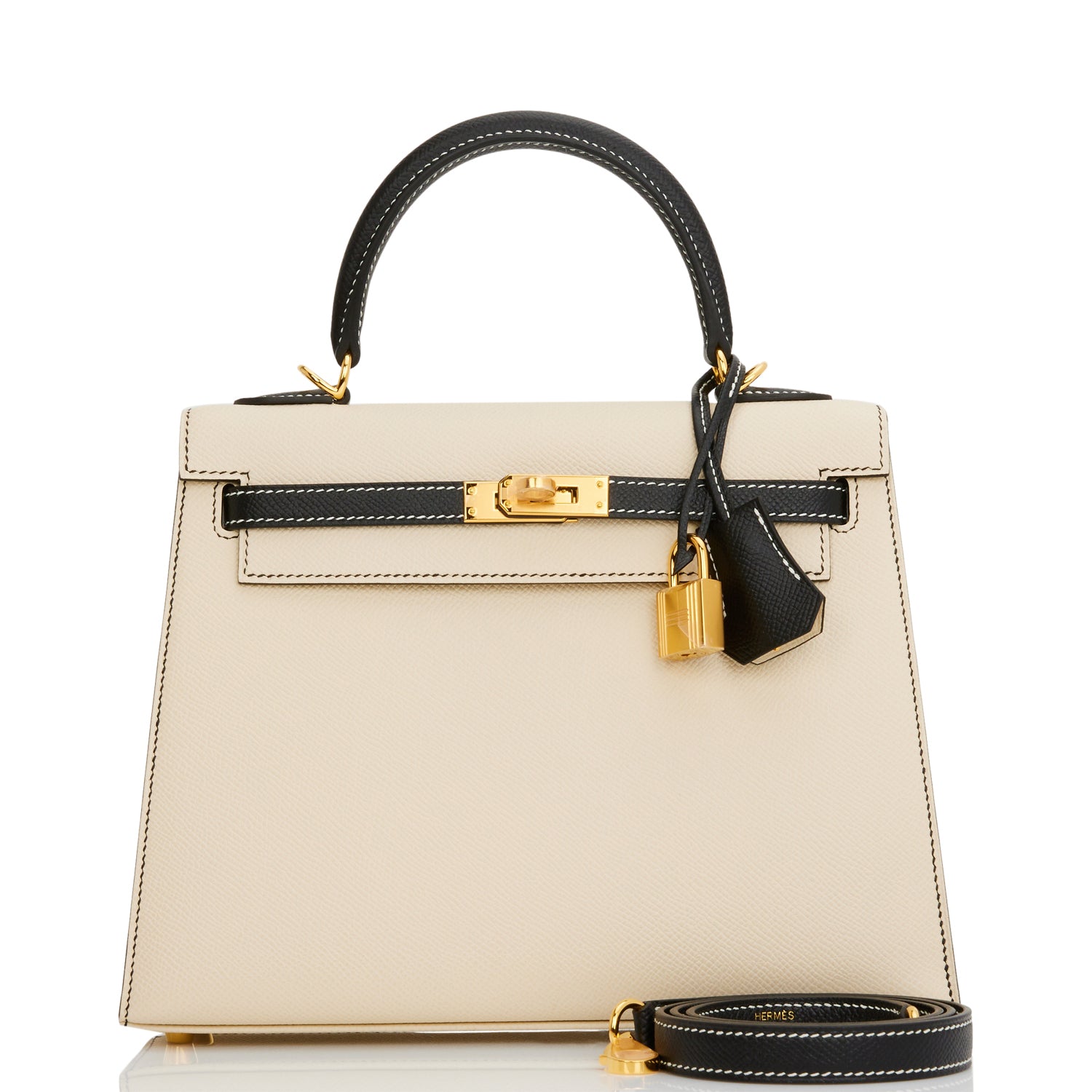 Hermes Kelly Sellier Nata And Epsom Hardware Handbag Black Gold Travel Bag