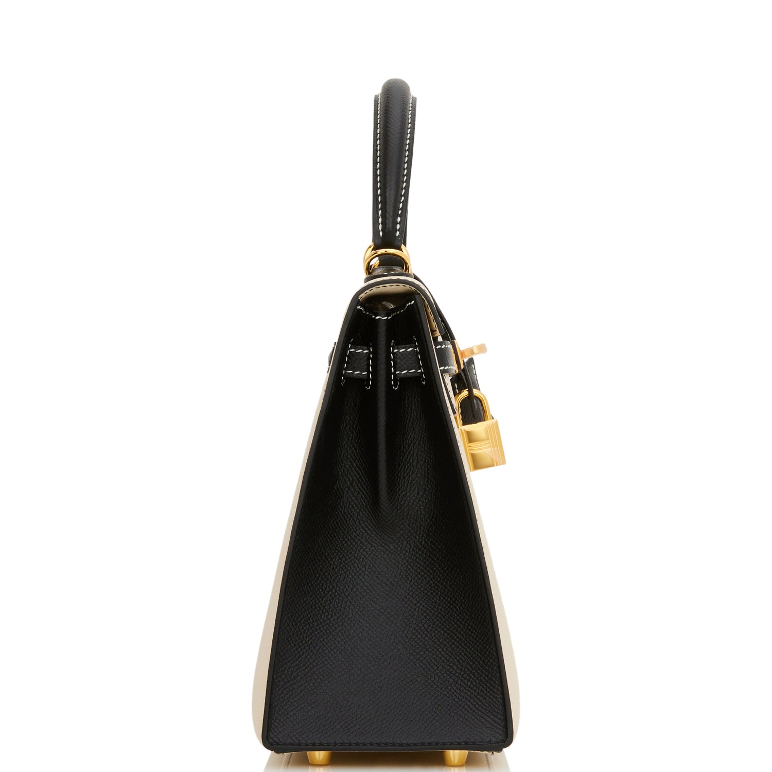 Hermes Kelly Sellier Nata And Epsom Hardware Handbag Black Gold Travel Bag