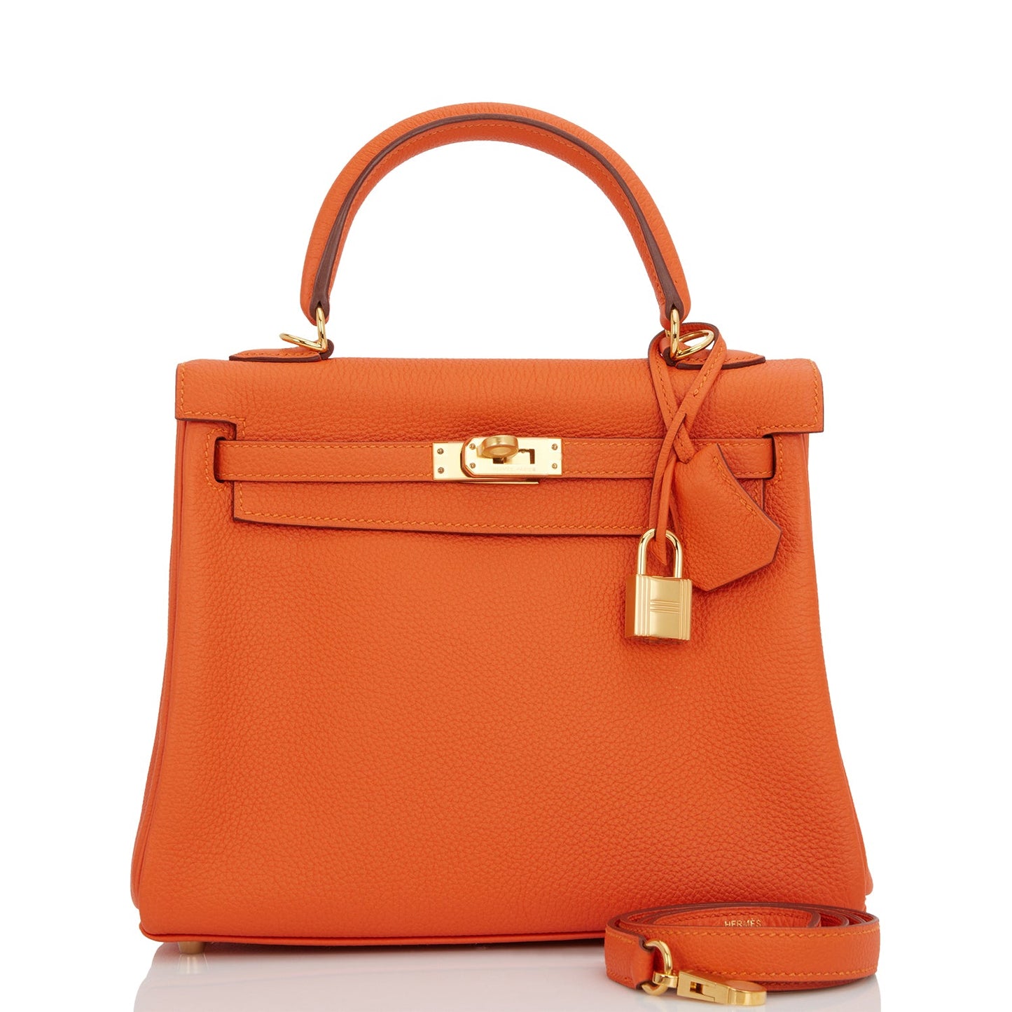 Hermes Kelly Retourne Feu Togo Hardware Handbag Gold Travel Bag