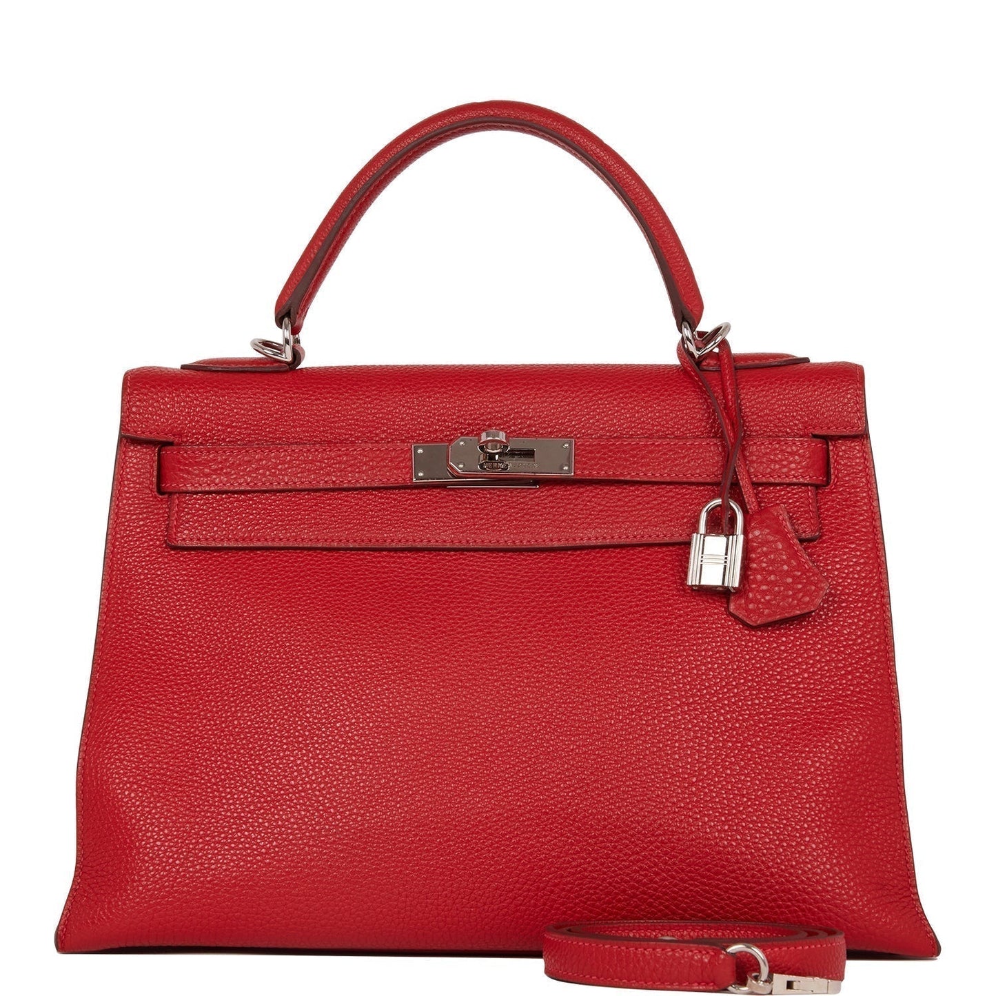 Hermes Kelly Mou Vermillion Togo Palladium Hardware Handbag Travel Bag