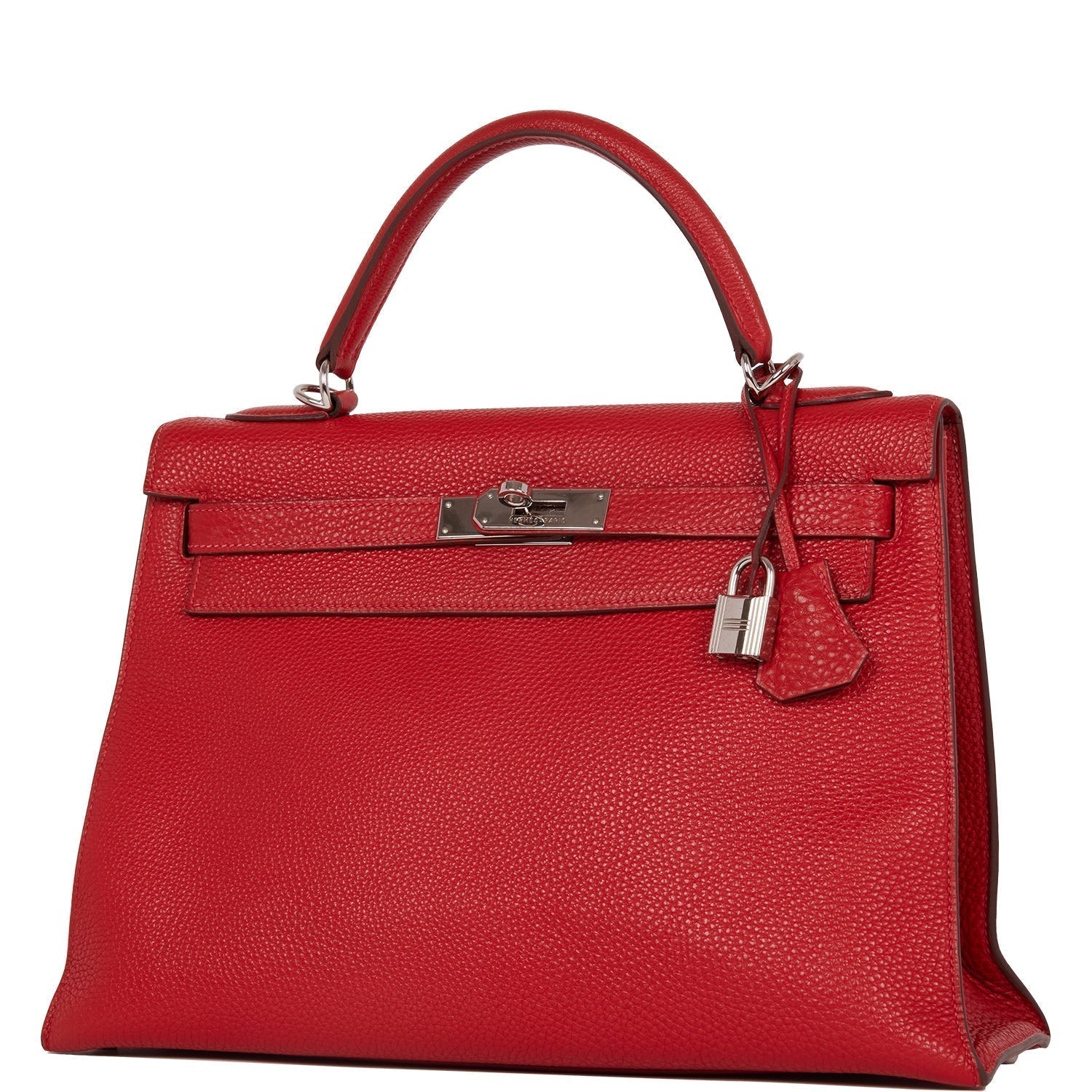 Hermes Kelly Mou Vermillion Togo Palladium Hardware Handbag Travel Bag