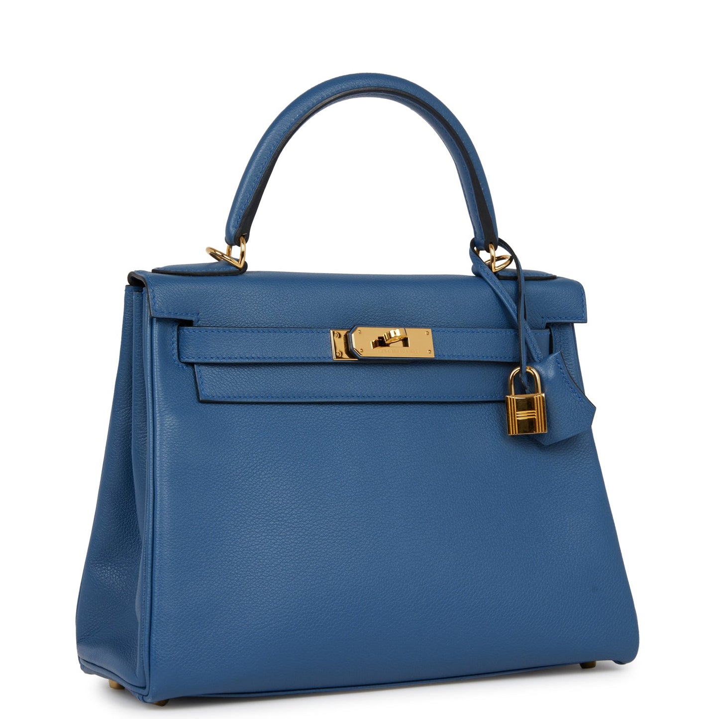 Hermes Kelly Retourne Bleu Agate Evercolor Hardware Handbag Gold Travel Bag