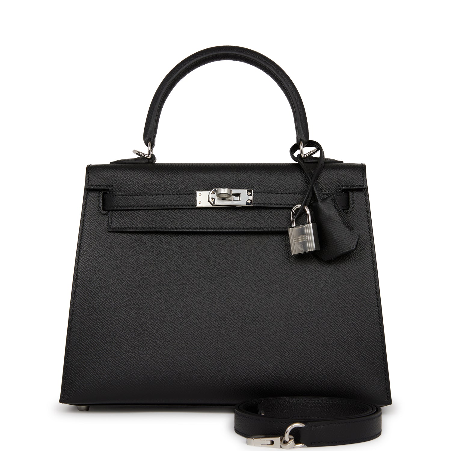Hermes Kelly Sellier Epsom Palladium Hardware Handbag Black Travel Bag Hardware 3