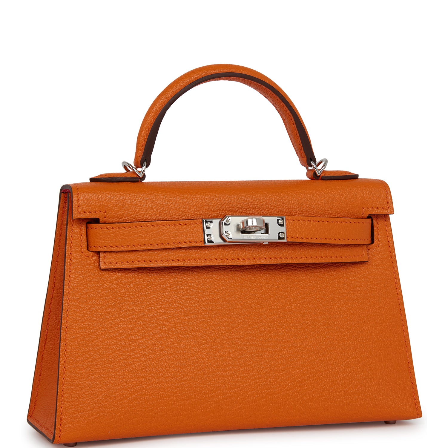 Hermes Kelly Sellier Orange Verso Chèvre Palladium Hardware Travel Bag