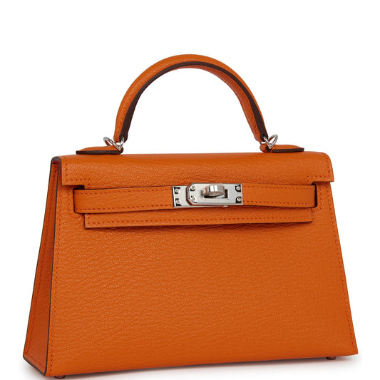 Hermes Kelly Sellier Orange Verso Chèvre Palladium Hardware Travel Bag