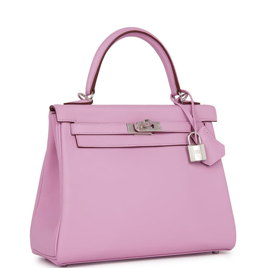 Hermes Kelly Retourne Mauve Sylvestre Swift Palladium Hardware Travel Bag Palladium Hardware