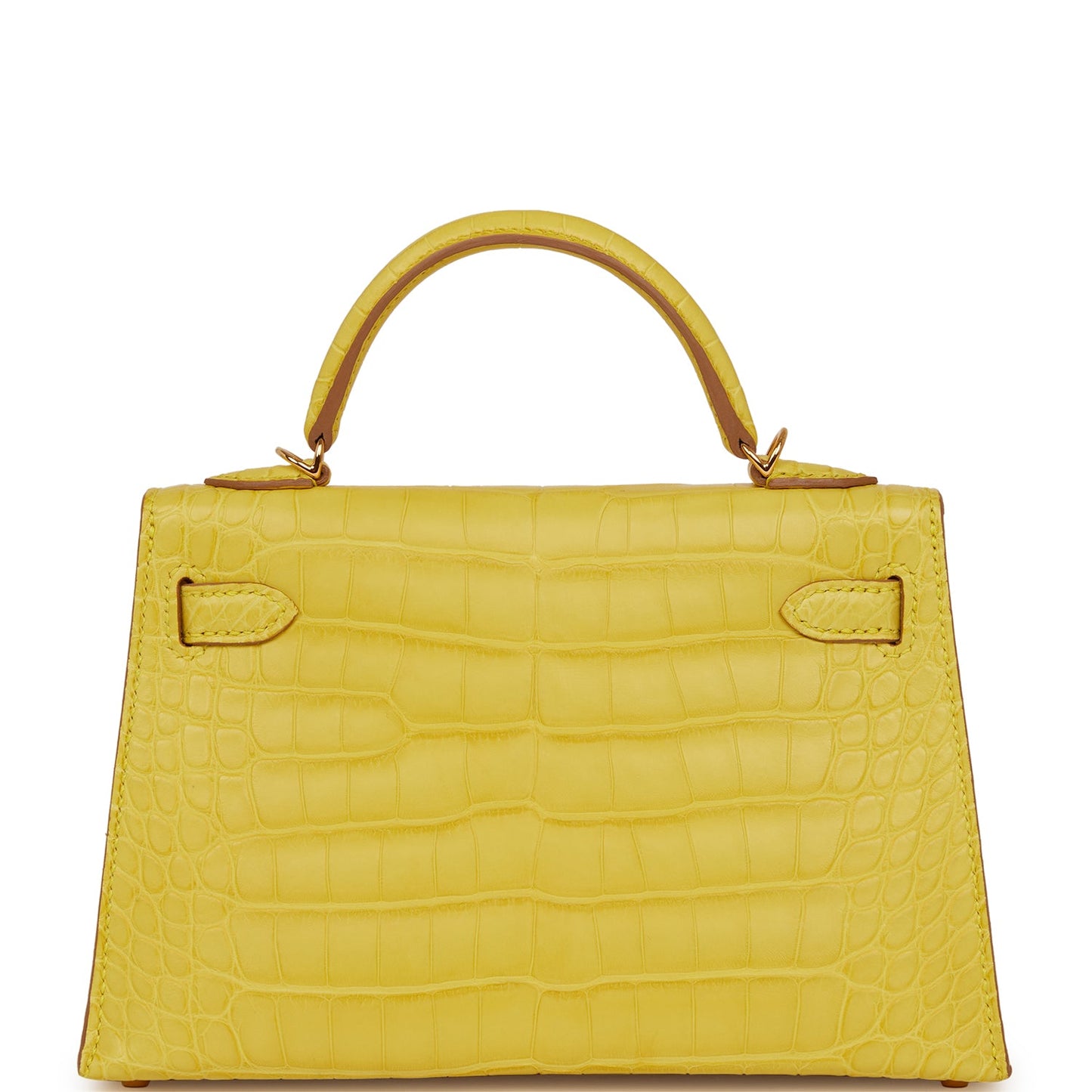 Hermes Kelly Sellier Mimosa Matte Alligator Hardware Handbag Gold Travel Bag
